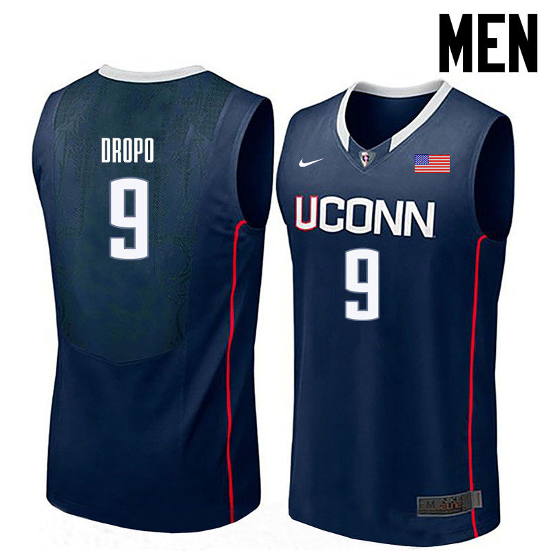 Men Uconn Huskies #9 Walt Dropo College Basketball Jerseys-Navy